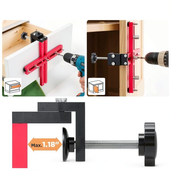 Cabinet Hardware Jig Idealiveny Adjustable Drill Guide 2.5‑7.5″-3