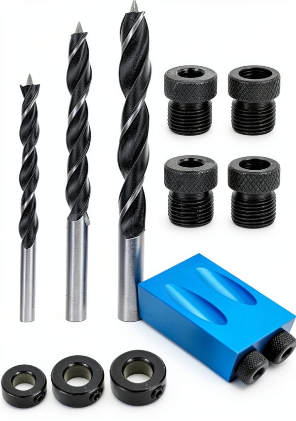 Pocket Hole Jig 14pcs VELNUT Aluminum 15° Inclined Drill 6/8/10mm-4