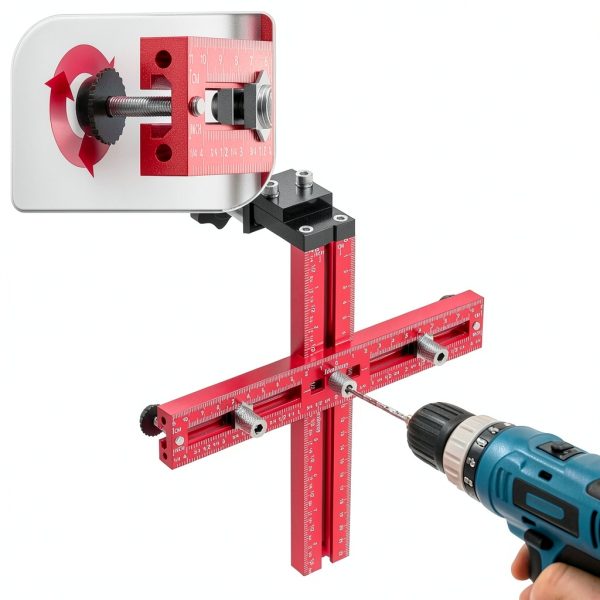 Cabinet Hardware Jig Idealiveny Adjustable Drill Guide 2.5‑7.5″-1