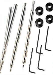 Pocket Hole Drill Bit 3/8" Set Depth Stop Collar Hex Shank Mudder-0