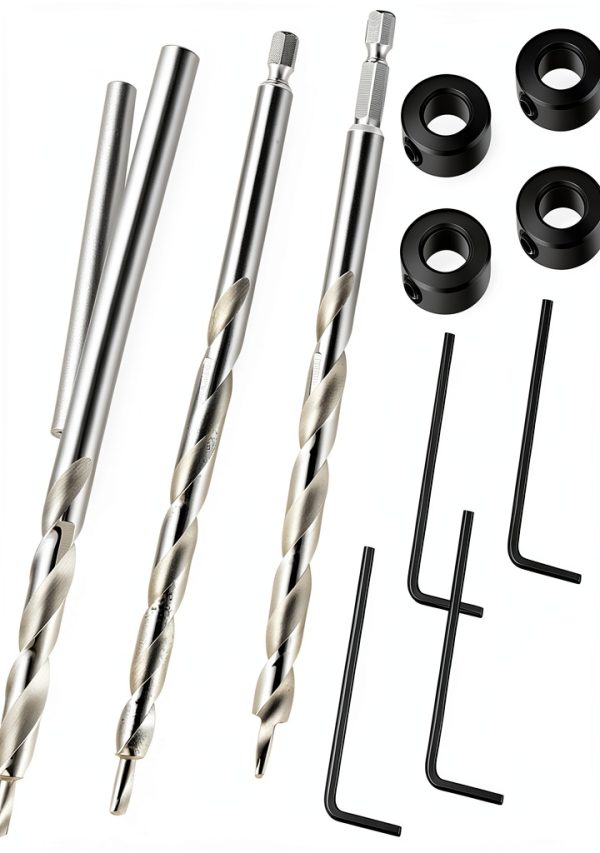 Pocket Hole Drill Bit 3/8" Set Depth Stop Collar Hex Shank Mudder-0