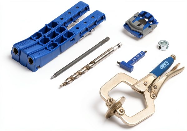 KREG Durable Pocket-Hole Jig 320 with Classic 2 Inch Face Clamp - Includes Wood Clamps for Woodworking & Tight Spaces - For Materials 1/2 Inch to 1 1/2 Inch Thick-0