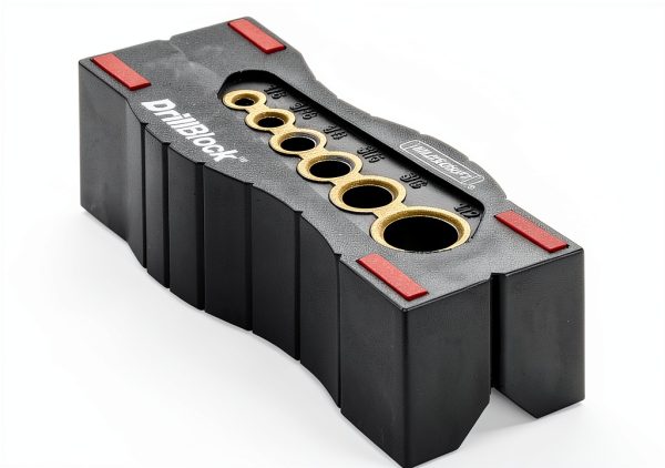 Milescraft 1312 Drill Block - Handheld Drilling Guide, Drilling Jig with Drill Guides for 6 of the Most Common Imperial Drill Bit Sizes, Precision Drilling Tool Accessory-1