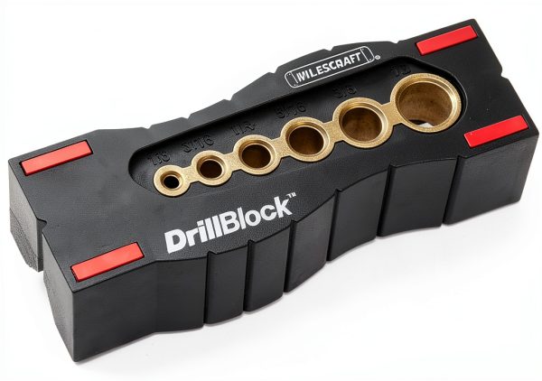 Milescraft 1312 Drill Block - Handheld Drilling Guide, Drilling Jig with Drill Guides for 6 of the Most Common Imperial Drill Bit Sizes, Precision Drilling Tool Accessory-0