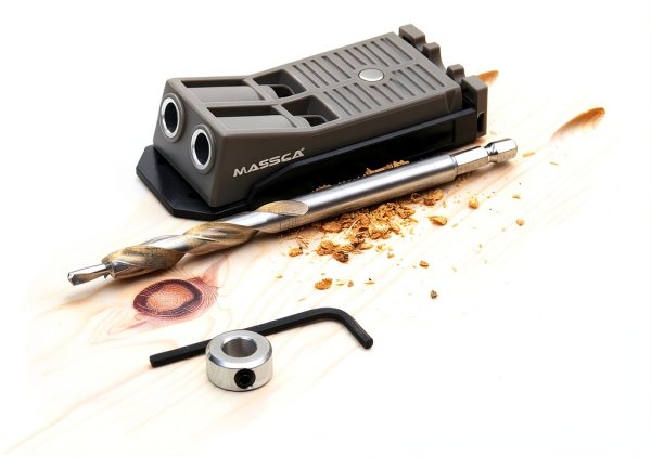 Massca Twin Pocket Hole Jig Kit Adjustable Easy Use Joinery Tool for-0