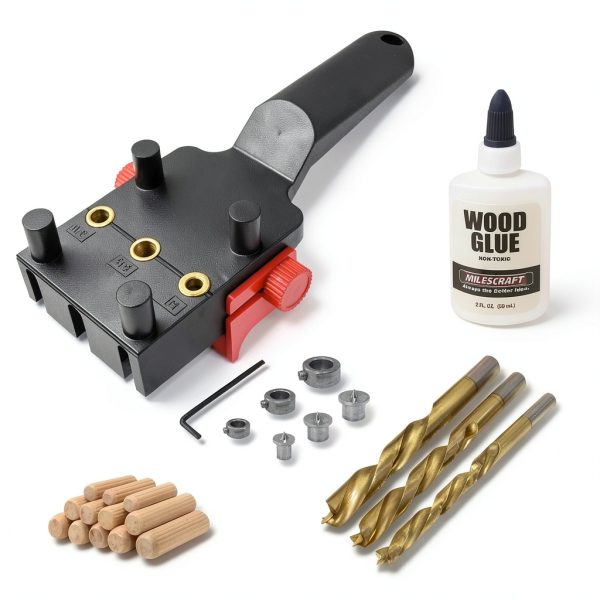 Milescraft 1333 DowelJig Kit - Self-Centering Handheld Dowel Jig with-6