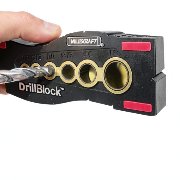 Milescraft 1312 Drill Block - Handheld Drilling Guide, Drilling Jig with Drill Guides for 6 of the Most Common Imperial Drill Bit Sizes, Precision Drilling Tool Accessory-4