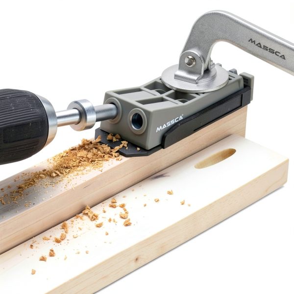 Massca Twin Pocket Hole Jig Kit Adjustable Easy Use Joinery Tool for-4